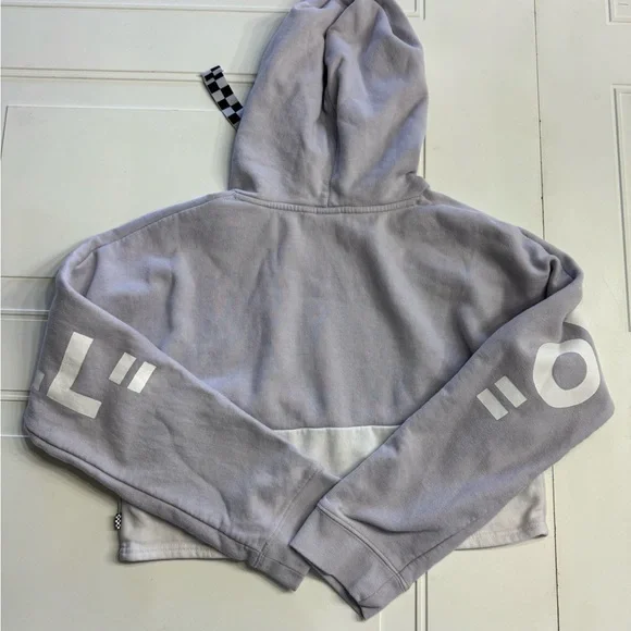 Vans Off The Wall Sz XS Purple White Cropped Hoodie Hooded Sweatshirt *See photo - Picture 6 of 8